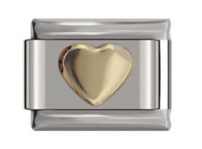Gold Heart Italian Charm Link 9mm Silver Fits All Italian Charms Bracelet