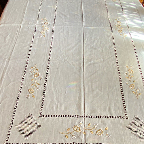White rectangular embroidered - white,