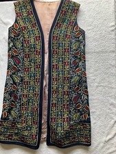 Vintage blue wool embroidered