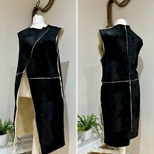 REPLAY Black Borg Lined Faux Suede Long Sleeveless Coat Gilet Size Large 12 14