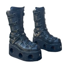 Vintage New Rock Neptuno Platform Spring Boots EU 40 Mid Calf Strap Cyber Goth