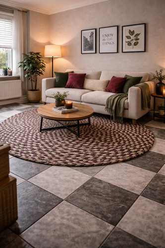 Rug jute round stylish braided - rug,