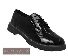 Womens Ladies Black Lace Up