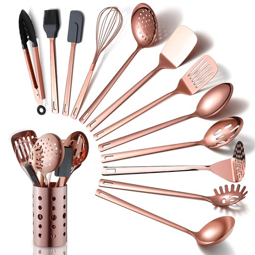 Copper kitchen utensils set - copper,