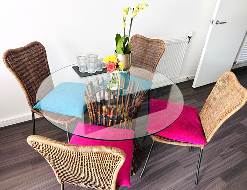 Round clear glass top dining - round,