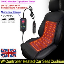 Universal Heated Car Seat Cover Cushion 12V 24V Heater Warmer Winter Pad Black