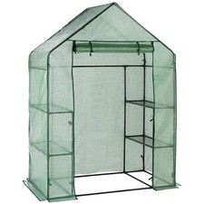 Greenhouse Walk in Outdoor 4 Shelf 195 x 143 x 74 cm Portable Green Zip Door