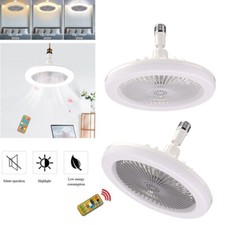 Modern Dimmable E27 LED Ceiling Fan Light Bedroom Chandelier Lamp Remote Control