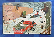 Vintage Motoring Comic Postcard 1904 Veteran Brass Car Accident THE RUNAWAY