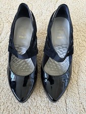 Clark’s Cushion Soft Women’s Heeled Shoes Black Patent Wide Fit Size Uk 5.5