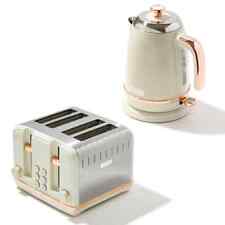 Haden Salcombe Cream 1.7L BPA Free Kettle & 4 Slice Wide Slot Toaster Set