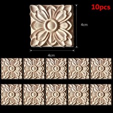 10Pcs Unpainted Wooden Carved