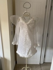 Ladies Christmas Angel Costume Fancy Dress Size S with Wings and Headband