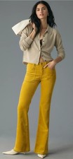 Anthropologie Jeans Icon Corduroy Flare Jeans by Pilcro, Yellow Size 25 rrp £120