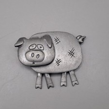 Vintage Pig Pewter Brooch