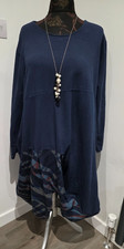 LADIES ITALIAN ONE SIZE PLUS 20 22 24 LAGENLOOK STYLE DRESS HARDLY WORN NAVY