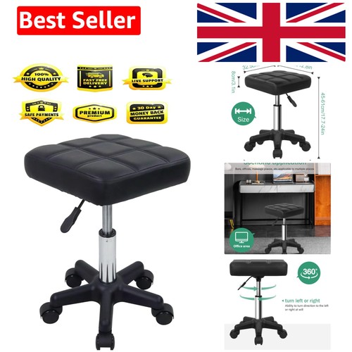 Black square rolling stool - black,