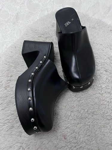 Zara black chunky studded slip - black,