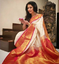 Pure lichi silk saree women banarasi formal ethnic wear wedding bridal sari