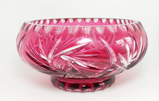 Beautiful Medium Ruby Red Bohemian Glass Bowl 6.6 inches.