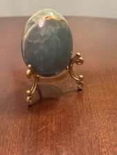 Polished Egg Blue  Onyx Marble Stone with Stand Home Decor