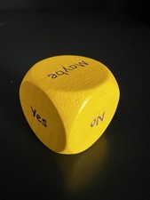 YELLOW WOODEN DECISION DICE -