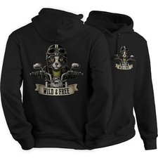 Biker Cat Hoodie | Wild And Free Motorbike Kitten Eat Sleep Ride Gift