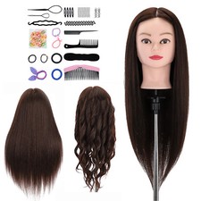 Salon 100% Real Hair Training Head Styling Hair Manikin Cosmetology Doll + Clamp