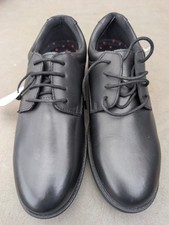 Hush Puppies Boys Shoes Black Kids School Leather Lace Micro-Fresh Brouge SIZE 6