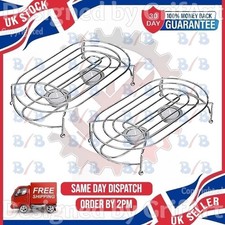 TWO DOUBLE METAL CHAFING DISH FOOD PLATE BOWL TEA LIGHT CANDLE WARMER RACK STAND