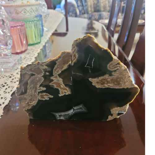 Polished black agate - polished,