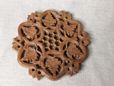 Small Decorative Wooden Leaf & Honeycomb Design Trivet, Handmade Wood Hot Stand
