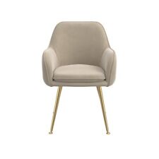Tara Dining Chair In Light Fawn Colour Velvet Fabric With Metal Legs Set of 2