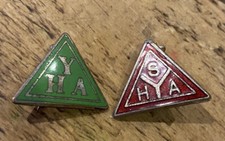 VINTAGE YOUTH HOSTEL BADGES X2