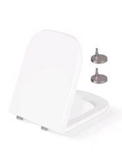 CUQOO Soft Close Toilet Seat Square - Premium Heavy Duty White Toilet Seat