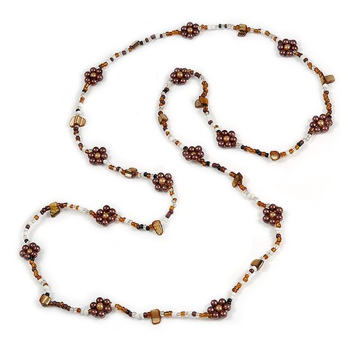 Floral glass bead long - floral,