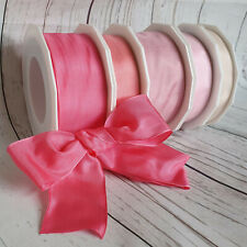 15,25,40mm Pink Ribbon. Faux Silk Wired Taffeta Blush Nude Wedding Silky Bow