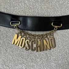 80s Vintage Moschino Redwall Belt with Hanging Logo 