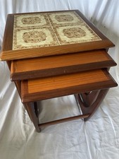 G Plan Mid-Century 1950’s Teak Nest of Three Tables with Tiled Top Table