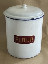 Vintage White Enamel Flour Bin