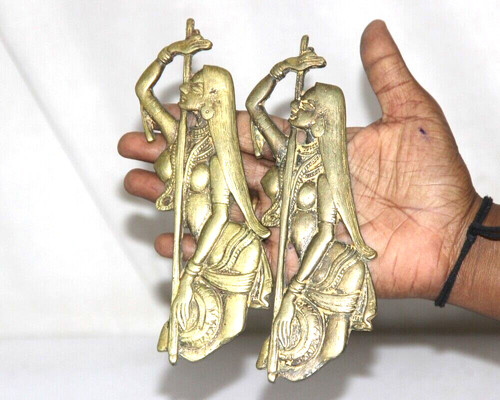 Antique brass lady - lady, door