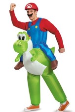 Adult Inflatable Mario Riding Yoshi Fancy Dress Costume Super Mario Costume