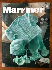 Marriner 1852 knitting pattern baby 4 ply textured jacket, leggings, hat & mitts