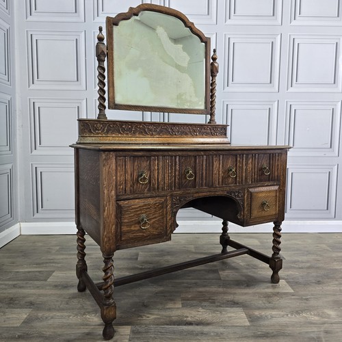 Antique oak dressing table - antique,