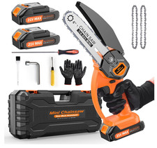 Mini Chainsaw 6", Cordless, 2 Batteries(21v/2ah), Hard Case, Gloves, Tools. BNIB