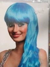 Mermaid Blue Cher Punk Vamp Diva Halloween Fancydress Long Fringe Wig Hairpiece