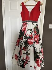 Pia Michi dress size 8 Full Skirt, Pockets, Red/green/white Flowers Backless£360