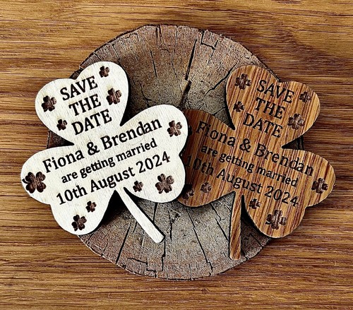 Shamrock wooden save the date - shamrock,