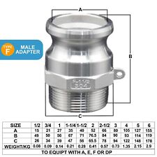 Camlock Hose Fittings Stainless Steel 316 Adapter SS316