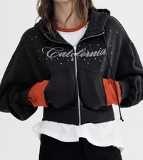 Zara Slogan Glitter Hoodie
